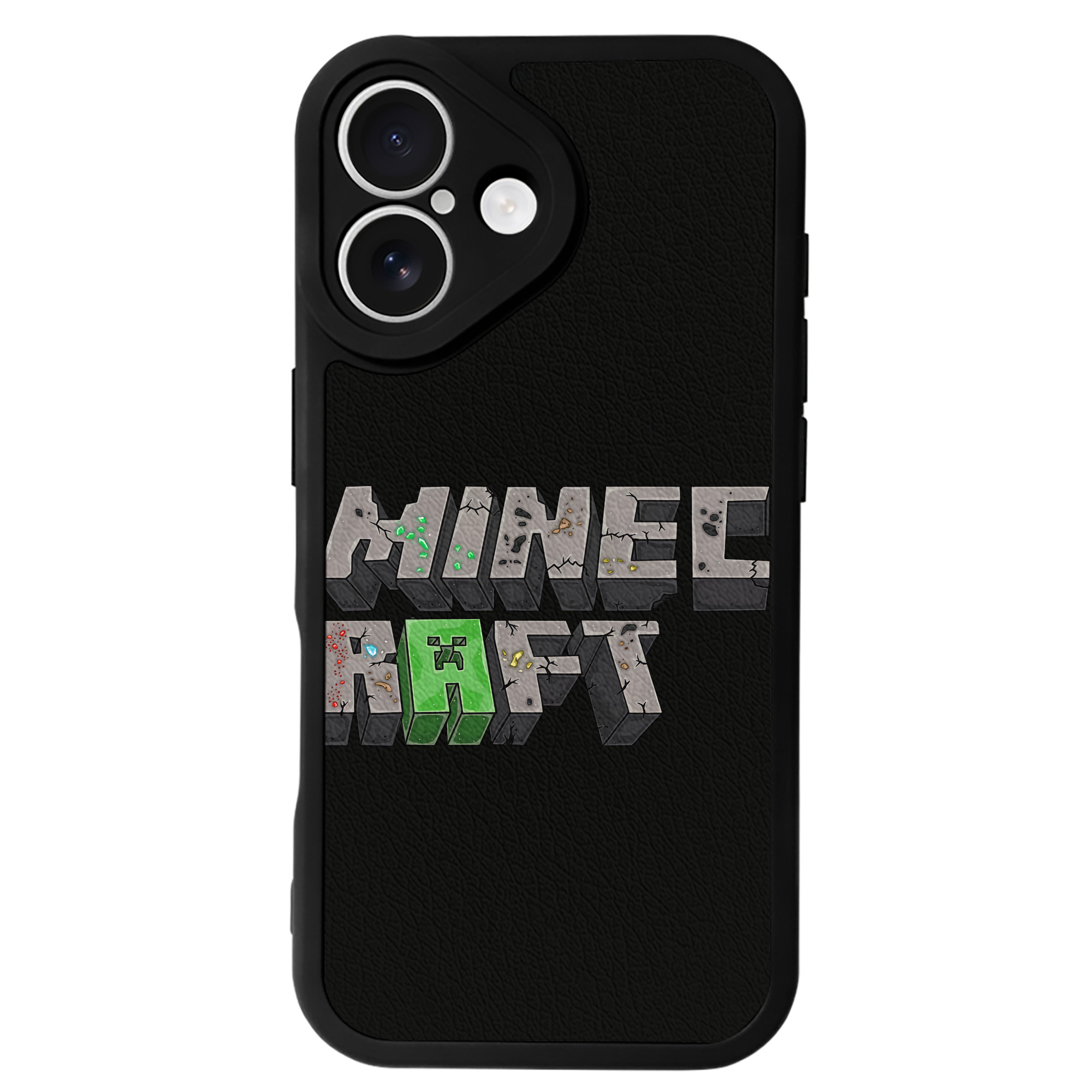 （画像用） マインクラフト ブロックの世界 Minecraft MC Block world 【iPhone 16シリーズ対応】シリコンスマホケース（レザー調） 材質：シリコン